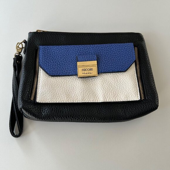 Nicole Miller Handbags - Nicole Miller Wristlet Clutch With Colorblock Design & Pink Interior